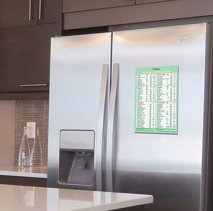 Must-Have Air Fryer Accessories Air Fryer Cooking Times All-in-One Magnet Accurate Instant Guide Big Text Easy to Read Healthy Handy Quick Cheat Sheet Chart 8”x11” Green Kitchen Gift Recipe Cookbooks