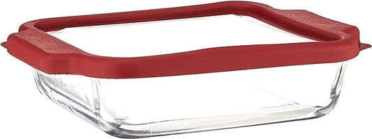Anchor Hocking Glass Baking Dishes for Oven, 8 Inch Square Glass Cake Pan with TrueFit Cherry Lid