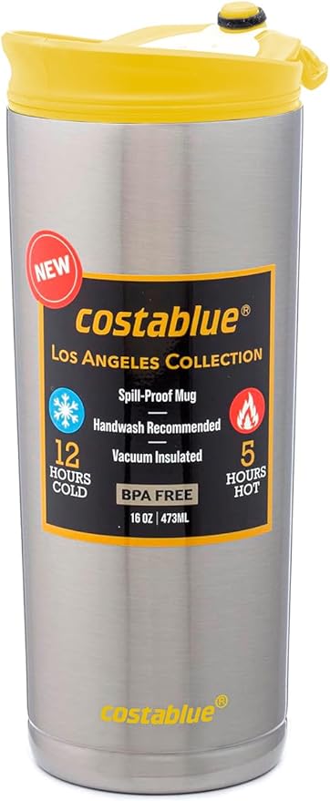 Travel Coffee Mug - 16 Oz. Stainless Steel Insulated Coffee Mug, Leak Proof Tumbler w/Dishwasher Safe Lid, Double Wall Travel Coffee Cup, Reusable Insulated Tumbler for Hot & Cold Beverages…