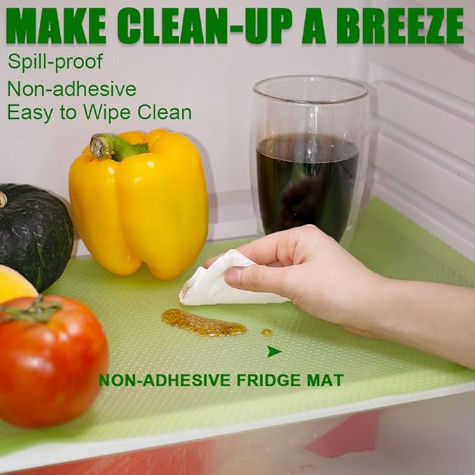 Refrigerator Liners, 7 PCS EVA Fridge Liner Refrigerator Mats for Shelves Washable Shelf Liner for Drawer Kitchen Cupboard Table Vegetables Pads, Easy to Clean Waterproof Placemats 17.7 x 11.4 Inches