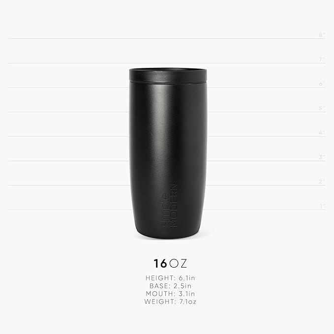 Simple Modern Travel Coffee Mug Tumbler with 360° Lid | Ceramic-Lined Insulated Stainless Steel Cold Brew Iced Coffee Cup | Gifts for Women Men Her Him | Voyager Signature | 16oz | Berry