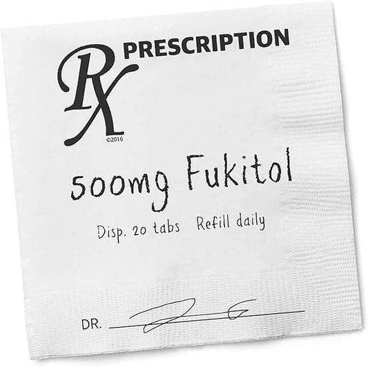 Twisted Wares - Funny Cocktail Napkins - FUKITOL RX - Boutique Cocktail Napkins - Perfect for any Celebrations 5"X5" (50 Pack)