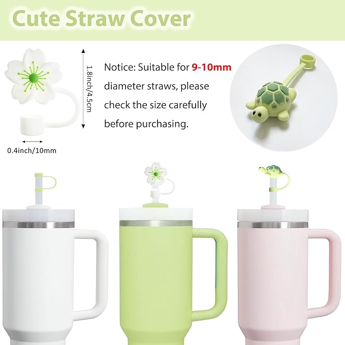 Stanley Silicone Accessories Set - 6 Pcs Spill Proof Stopper, 2 Straw Covers, 1 Silicone Boot for 40oz & 30oz Tumbler (Citron)