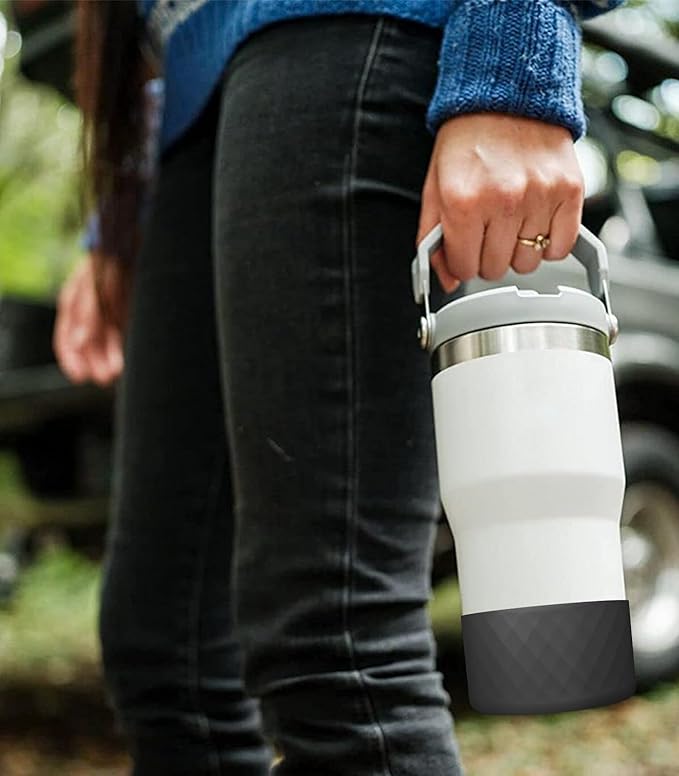 Upgrade 2PCS Protective Silicone Boot Bumper for Stanley Quencher Adventure 40oz 30oz IceFlow 20oz 30oz Tumbler, Water Bottle Bottom Sleeve Cover Accessories for Stanley Mug Cup(Cyan)