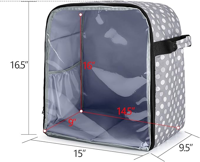 Luxja Dust Cover Compatible with 6-8 Quart KitchenAid Mixers (with a Bottom Padding Pad), Dust Cover (Clear Front Panel) for Stand Mixers and Extra Accessories, Gray Dots(Patented Design)