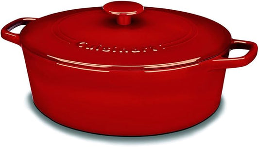 Cuisinart Chef's Classic Enameled Cast Iron Oval Covered Casserole (Cardinal Red, 5.5-Quart)