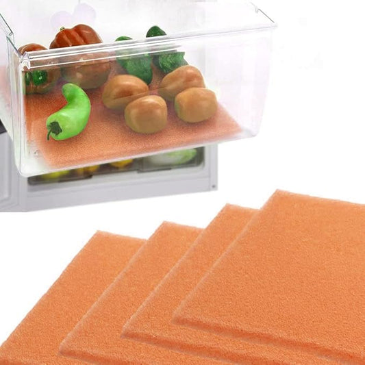 Dualplex® Fruit & Veggie Life Extender Liner for Fridge Refrigerator Drawers, 12x15 Inches (4 Pack) – Extends The Life of Your Produce & Prevents Spoilage (Orange)