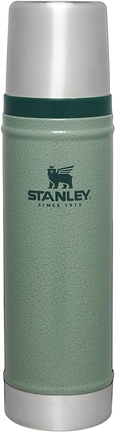 Stanley Classic Legendary Vacuum Bottle 20 oz | Wide Mouth with Leakproof Cup Lid | Keep Drinks Hot or Cold | Packable for Travel | Insulated Stainless Steel Thermos | BPA-Free | Hammertone Green
