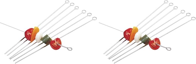 Norpro 14-Inch Stainless Steel Skewers, Set of 6, Silver (Pack of 2)