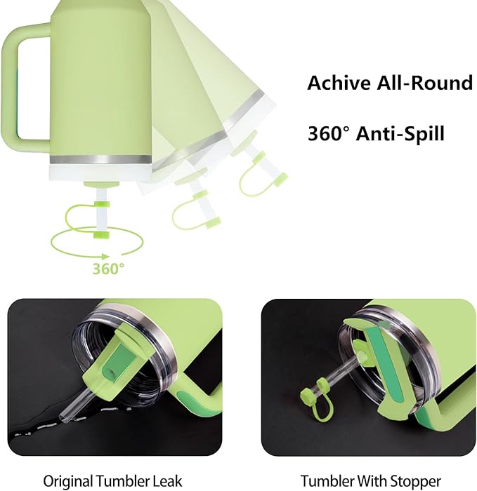 Silicone Spill Stopper Set Compatible with Stanley Cup 2.0 30oz & 40oz with Straw Cover, Set of 4