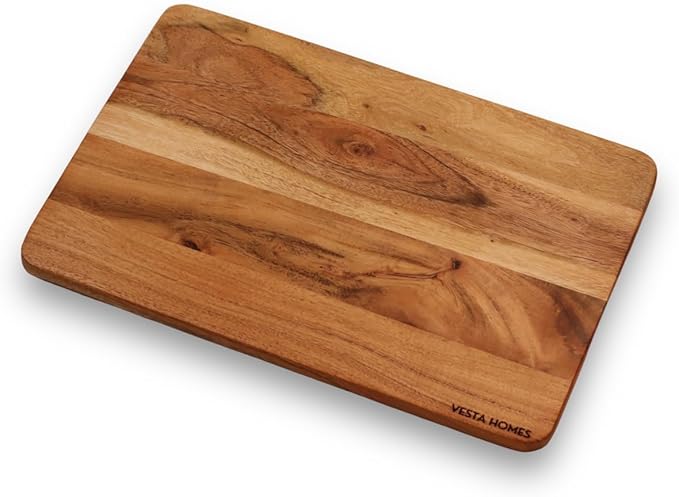 Vesta Homes Wooden Cutting Board for Kitchen/Chopping, Serving Board, Platter for Vegetables, Fruits, Cheese and Charcuterie | Natural Acacia Wood |15 * 10 Inches | Handcrafted in India