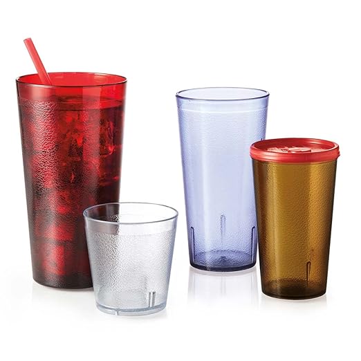G.E.T. 6608-1-A-EC Heavy-Duty Plastic Restaurant Tumblers, 8 Ounce, Amber (Set of 4)" }