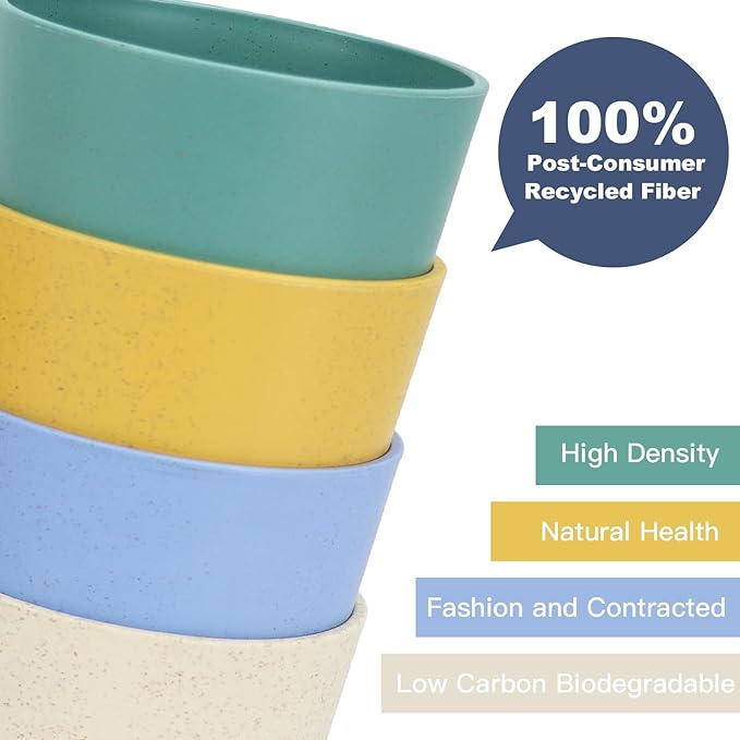 Homienly Wheat Straw Cups - Set of 6 Unbreakable Drinking Cups - 20 oz Reusable Dishwasher Safe Water Glasses - Kitchen Tumblers