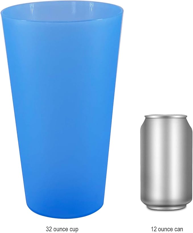 32-ounce Cups, BPA-free Plastic Tumblers Reusable Dishwasher Safe Set of 12 in 4 Assorted Colors Large Drinking Glasses