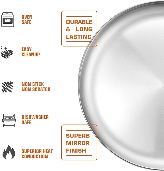 Deedro Pizza Pan 12 Inch Stainless Steel Round Baking Sheet - Oven Tray Crisper for Healthy Cooking, 4 Pack