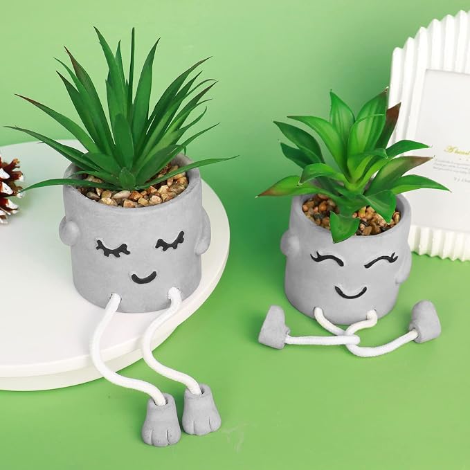 Zerzsy Faux Succulents in Cement Pots - Image 3