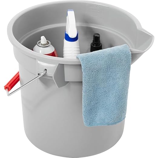 Rubbermaid Commercial Products 14 Qt Brute Heavy-Duty, Corrosive-Resistant, Round Bucket, Gray (6-Pack)