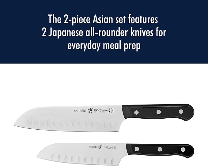 HENCKELS Solution Razor-Sharp 2-pc Knife Set, Santoku Knife 5 Inch, Santoku Knife 7 Inch, German Engineered Informed by 100+ Years of Mastery, Stainless Steel