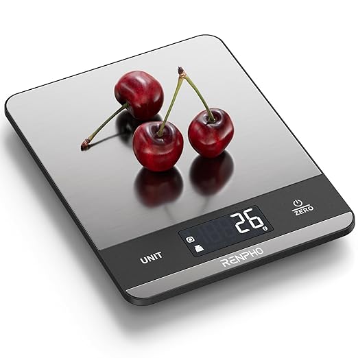 Food Scale, RENPHO Kitchen Scale 11lb, Baking Scale with 7 Units, Kitchen Scales Digital Weight Grams and Ounces, Cooking Scale for Weight Loss, Stainless Steel, Calibra 2