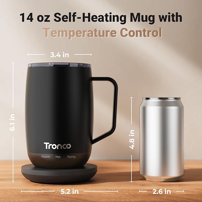 Tronco Temperature Control Heated Coffee Mug 14 oz – Rechargeable Self-Heating - Image 9