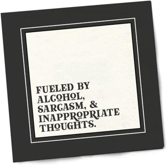 Funny Cocktail Napkins – “FUELED by ALCOHOL” – 20 Pack | Hilarious Disposable Paper Napkins for Parties, Bars, Weddings, Birthdays, Bachelorette & Adult Gatherings