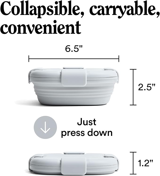 STOJO Collapsible Sandwich Box – 24oz, Reusable Food Storage Container, Silicone Bowl for Hot/Cold Food – Meal Prep, Lunch, Camping, Hiking – Dishwasher Safe (Set of 1, Cashmere)