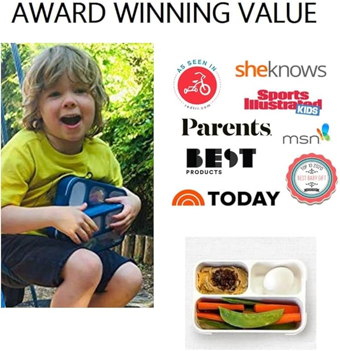 Snack Containers - Small Bento Lunch Box for Kids Girls Boys Toddlers | MINI Leakproof Boxes, Baby Bentobox for School Daycare Travel, Portion Containers, 2 pack, Red Navy Blue