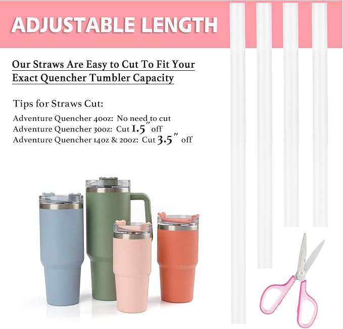Reusable Straw Replacement compatible with Stanley Cup, with Reusable Stopper Cover, 8-piece set Accessories Fit Stanley Quencher H2.0 14/20/30/40 oz Tumbler with Handle