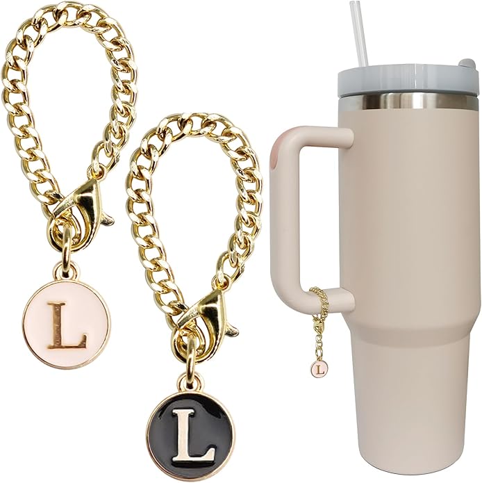 Letter Charm Accessories for Stanley Cup 2PCS Initial Name ID Personalized Handle Charm for Stanley Tumbler