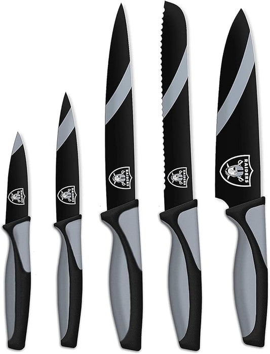 The Sports Vault NFL Las Vegas Raiders 5-Piece Kitchen Knife Set