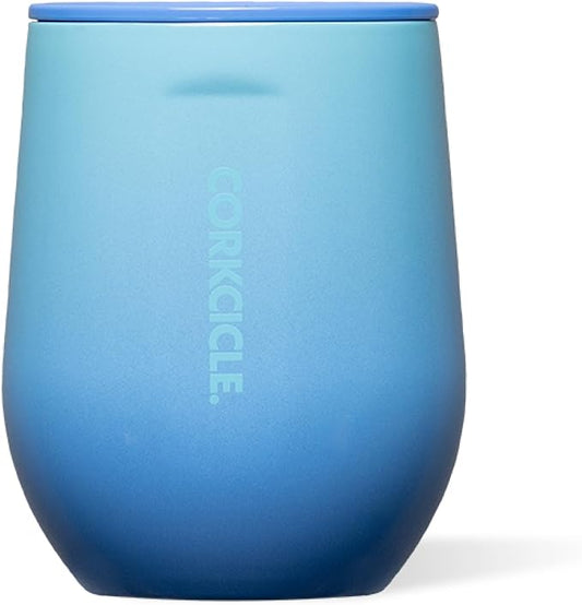 Corkcicle Classic Stemless Wine Tumbler - Keeps Drinks Cold for 6 Hours - Triple-Insulated Stainless Steel - Non-Slip Bottom - Summer Drinkware Gift - Keeps Drinks Ice Cold - 12 oz - Boom Box Blue