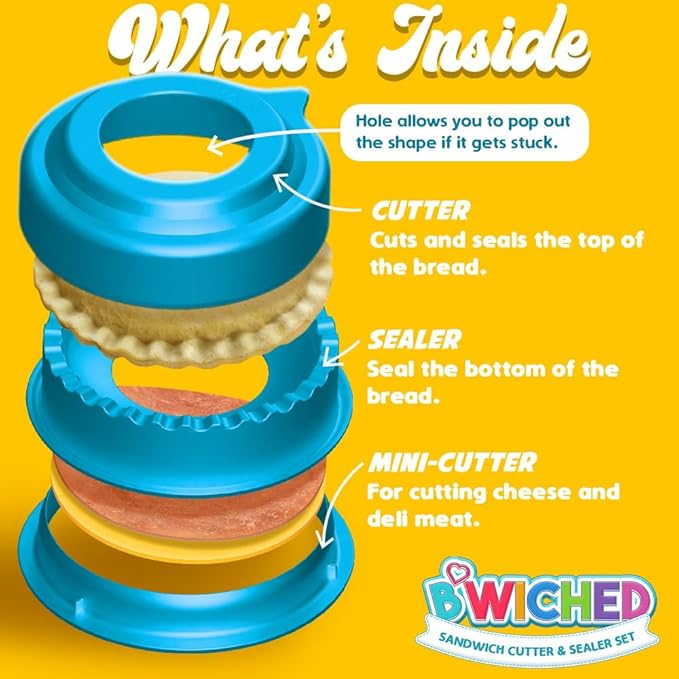 Sandwich Cutter and Sealer (Circle) - Crustless Sandwich Maker - Great for Lunchbox and Bento Box - Boys and Girls Kids Lunch - Sandwich Cutters for Kids