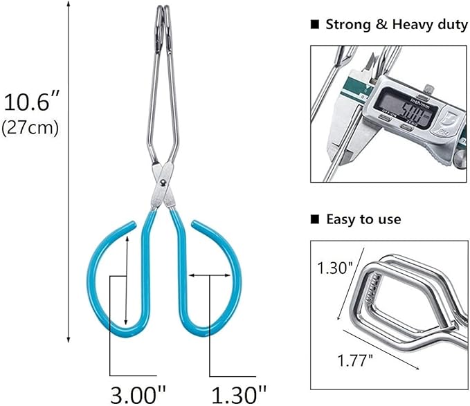Food Tongs, Feeyei Heavy Duty Stainless Steel Kitchen Tongs for Cooking, Barbecue, Serving Scissors Tongs 10 Inches 2 packs (Blue)