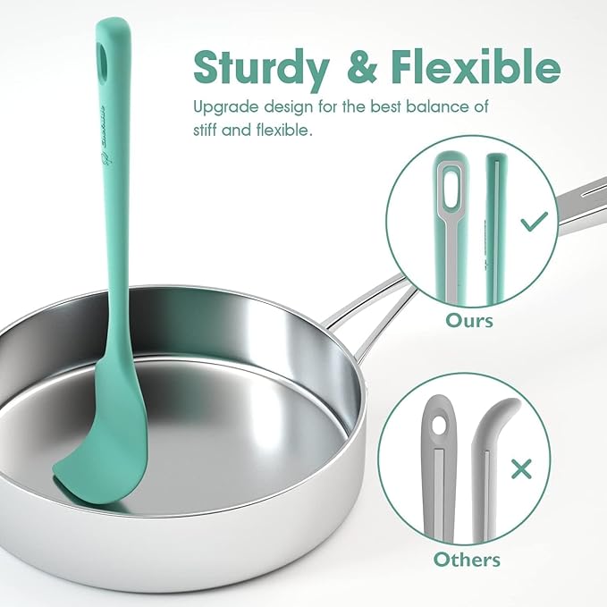 4 Pieces Silicone Spatula Set, Food Grade Rubber Spatula, Upgrade Strong Handle with Ergonomic Grip, Heat Resistant for Nonstick Cookware, Cooking