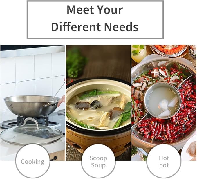 Newness Soup Ladle, [Rustproof, Heat Resistance, Integral Forming] Resilient 304 Stainless Steel Soup Spoon with Vacuum Ergonomic Round Handle, Cooking Spoon for Kitchen, 13.7 Inches