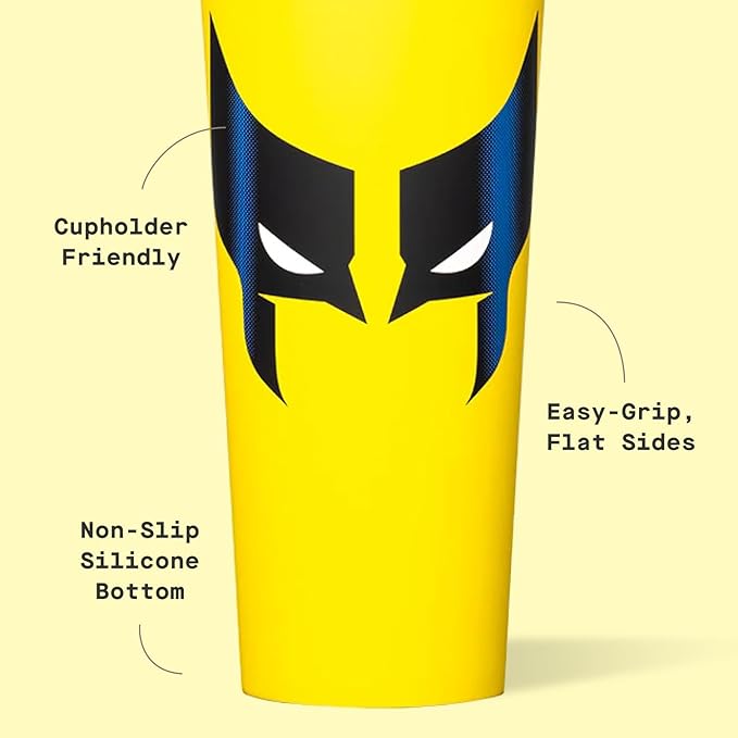 Corkcicle Disney Tumbler - Triple-Insulated Stainless Steel - Keeps Drinks Cold 9 Hours - Spill-Proof Lid - Reusable - Summer Drinkware Gift - Keeps Drinks Ice Cold - 24 oz - Wolverine