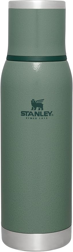 Stanley Adventure-To-Go Vacuum Bottle 25 oz | Wide Mouth with Leakproof Cup Lid | Keep Drinks Hot or Cold | Packable for Travel | Insulated Stainless Steel Thermal Bottle | BPA-Free | Hammertone Green