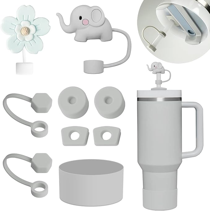 Stanley Cup Accessories Set - 6 Pcs Silicone Spill Proof Stopper, 2 Straw Cover Caps, 1 Silicone Boot for 40/30oz Tumbler (Fog)