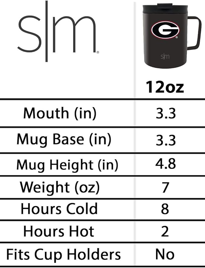 Simple Modern Officially Licensed Collegiate University Coffee Mug with Leakproof Lid Insulated Stainless Steel Travel Mug | Scout, Classic Collection | 12oz
