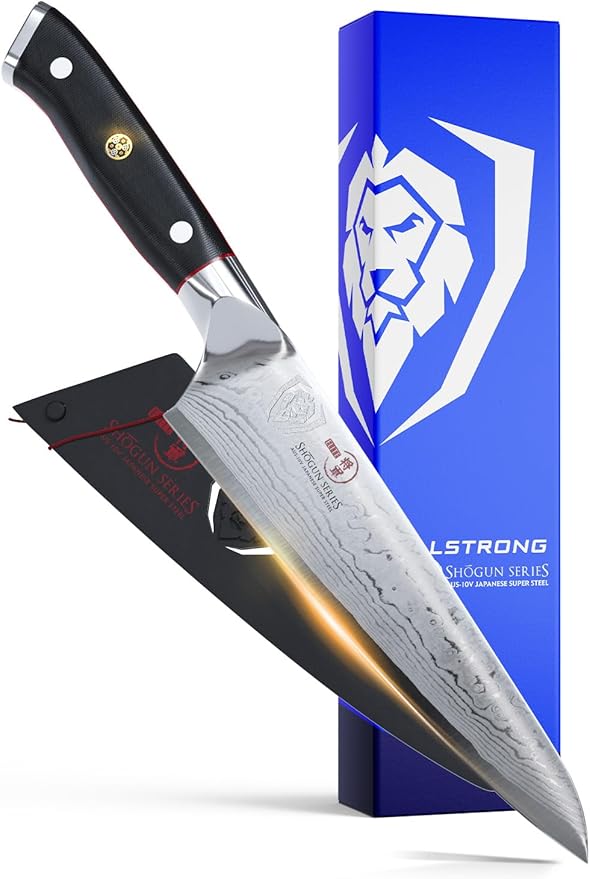 Dalstrong Chef Knife - 7 inch Blade - Shogun Series ELITE - Damascus - Japanese AUS-10V Super Steel - G10 Black Handle - Razor Sharp Kitchen Knife - Full Tang Cooking Chef's Knife - Sheath