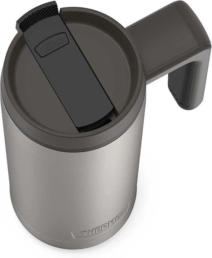 THERMOS ALTA SERIES Stainless Steel Mug 18 Ounce, Matte Steel/Espresso Black