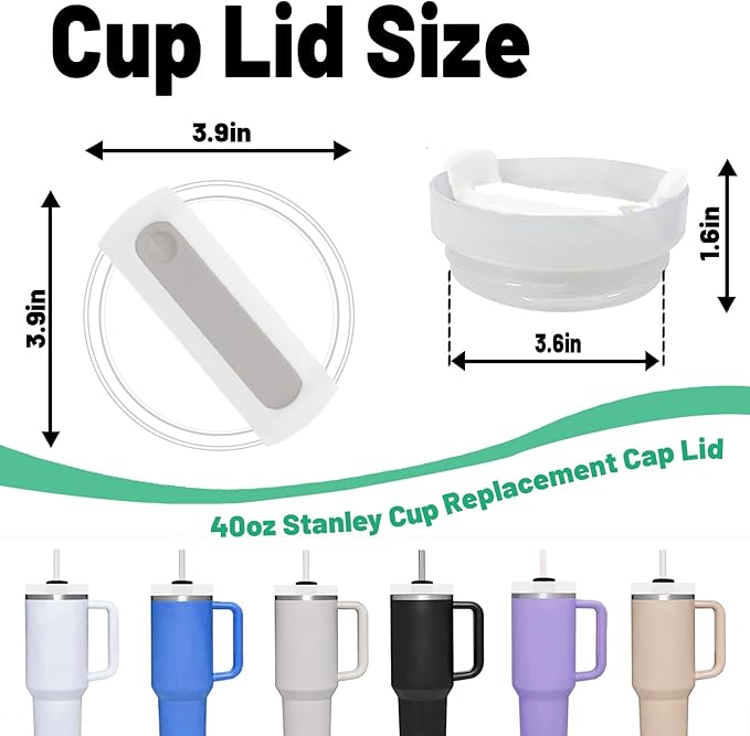 40 OZ Tumbler Lid Replacement Fit for Stanley Cup, 2 Pack Clear Replacement Lids Fit for Stanley Travel Tumbler, Spill Proof Tumbler Covers for Stanley Cup Accessories (Clear - Frost)