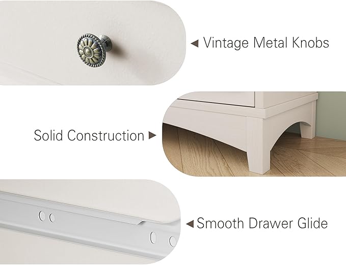 71" Antique White Pantry Cabinet with Charging Station, 4-Type Storage & Anti-Tip Design, Farmhouse Kitchen Cabinet with Adjustable Shelves