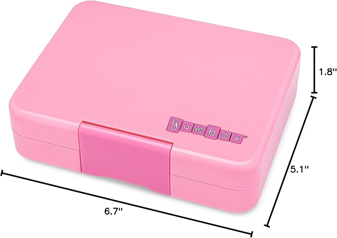 Yumbox Snack Box - 3 Compartment - Leakproof Bento Lunch Box for Kids (Fifi Pink with Rainbow Tray)