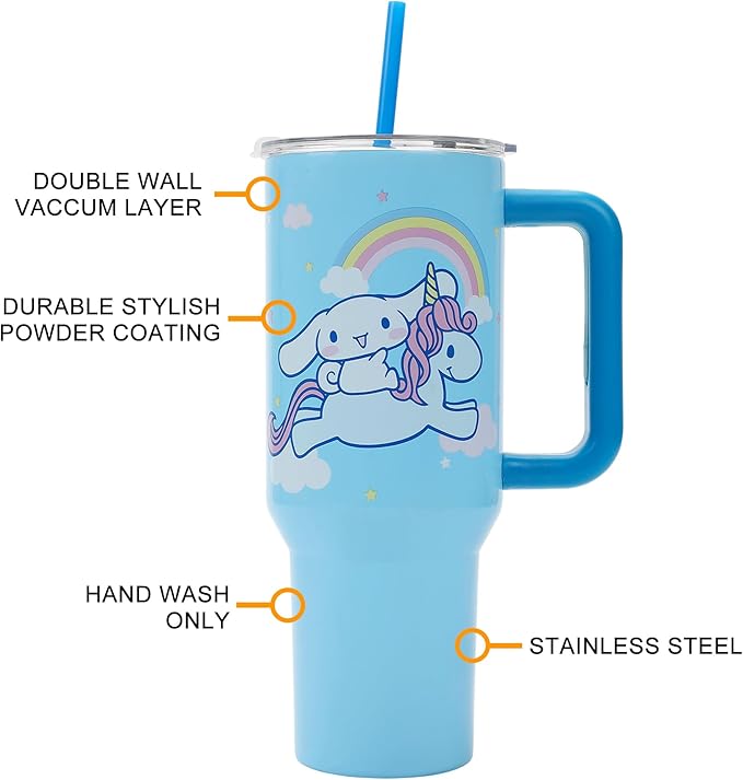 Bioworld Cinnamoroll With Unicorn And Balloon 40 Oz Stainless Steel Tumbler
