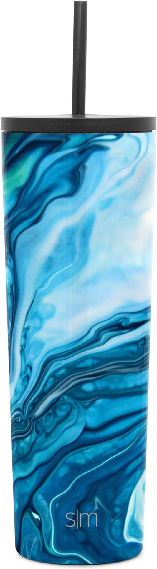 Simple Modern Insulated Tumbler with Lid and Straw | Iced Coffee Cup Reusable Stainless Steel Water Bottle Travel Mug | Gifts for Women Men Her Him | Classic Collection | 28oz | Ocean Geode