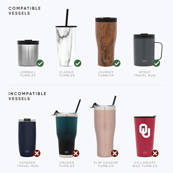 Simple Modern Tumbler Lid with Straw | Reusable Replacement ONLY Fits Simple Modern, S|M | Stainless Steel Classic, Journey, Scout Travel Coffee Mug Water Bottle | Classic Collection | Winter White