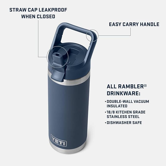 YETI Rambler 18 oz Bottle, Vacuum Insulated, Stainless Steel with Straw Cap, Wetlands Camo