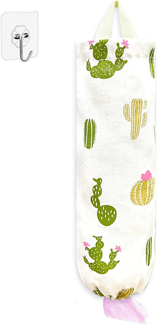 SYIPO Plastic Bag Holder, Reusable Grocery Bag Organizer for Home Kitchen Travelling Decor, Wall Mount, 1 Pack，Cactus