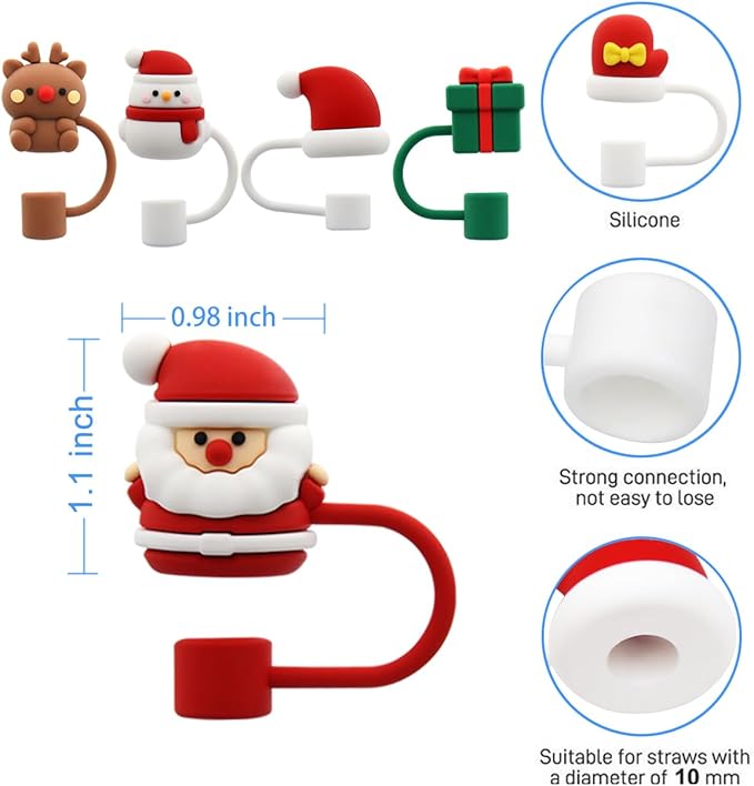 Straw Cover Cap for Stanley Cup,Straw Topper Compatible for 30&40 Oz Tumbler with Handle,10mm 0.4in Dust-Proof Reusable Straw Tips Lids,Straw Tip Covers for Christmas Gifts, MEITESTI-09012